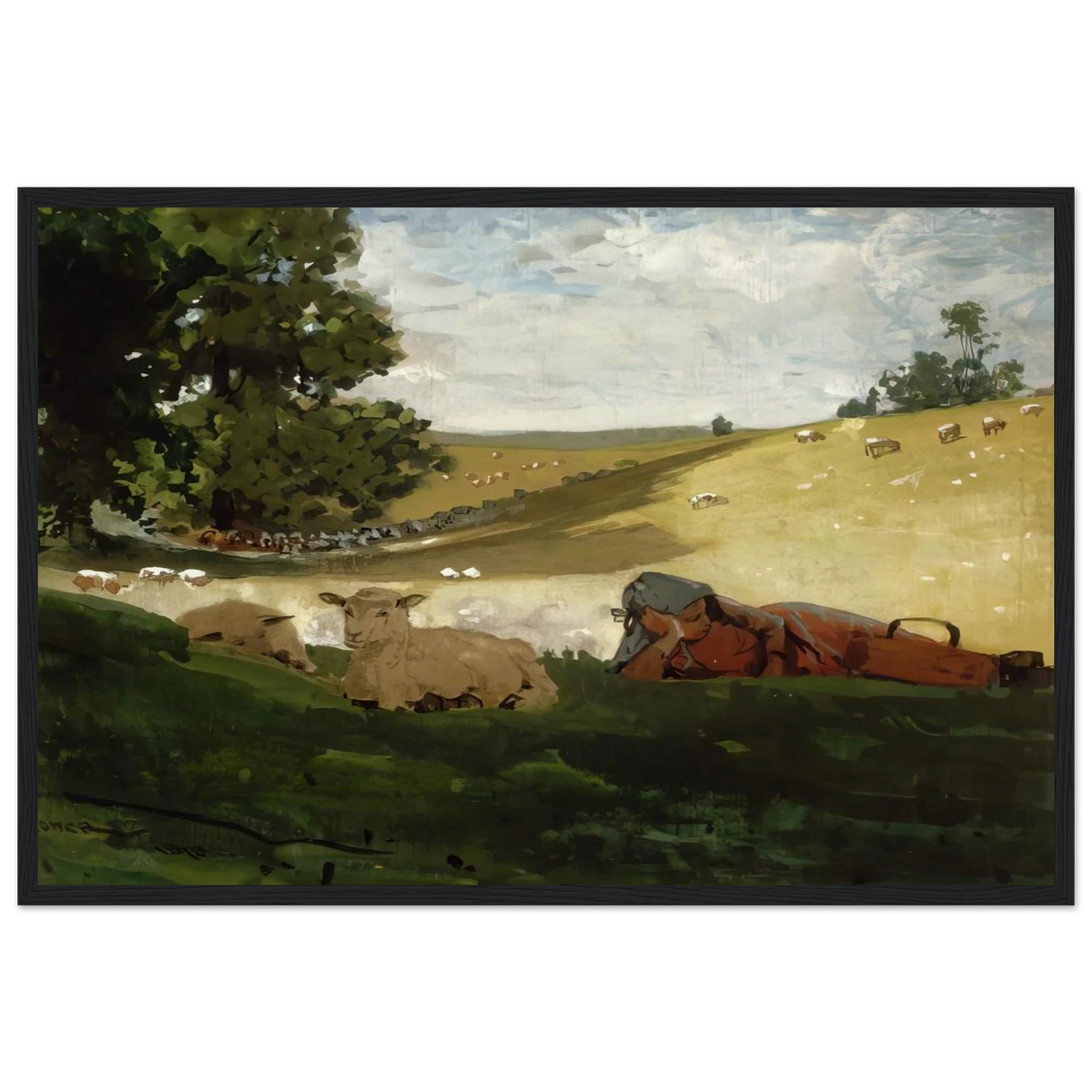 WARM AFTERNOON SHEPHERDESS Framed Poster | Winslow Homer Framed Prints Wall Art | Winslow Homer Store