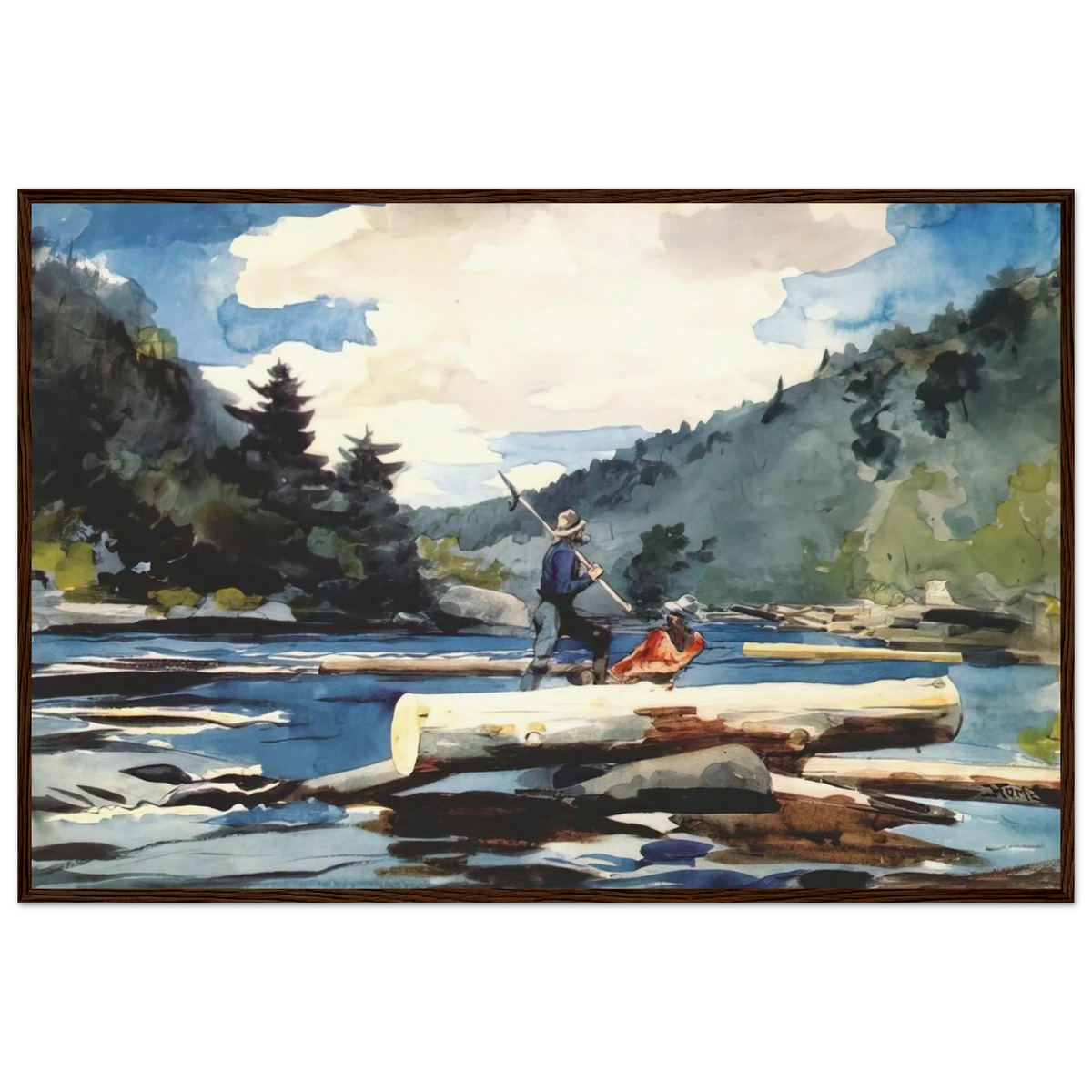 HUDSON RIVER LOGGING Framed Poster | Winslow Homer Framed Prints Wall Art | Winslow Homer Store