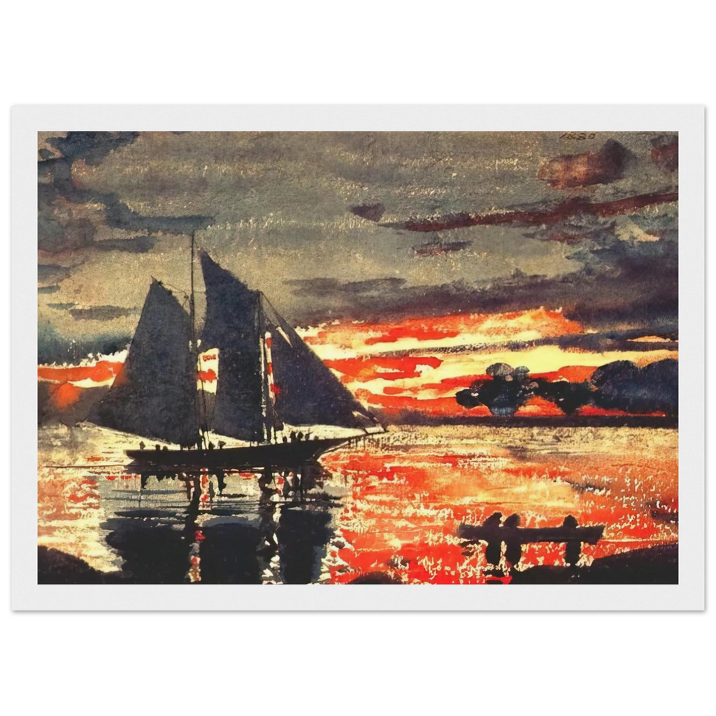 SUNSET FIRES Framed Poster | Winslow Homer Framed Prints Wall Art | Winslow Homer Store