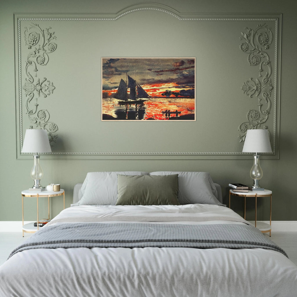 SUNSET FIRES Framed Poster | Winslow Homer Framed Prints Wall Art | Winslow Homer Store