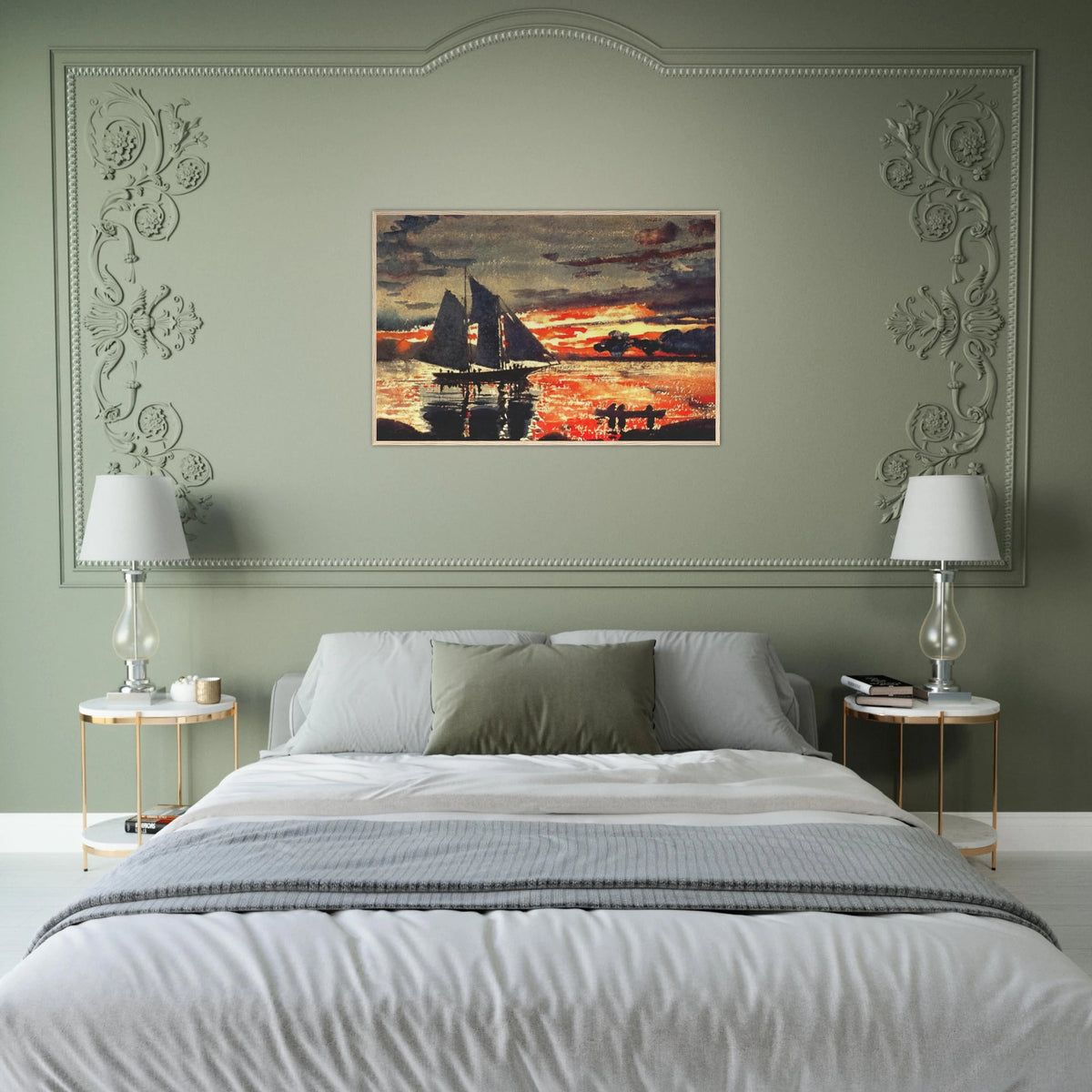 SUNSET FIRES Framed Poster | Winslow Homer Framed Prints Wall Art | Winslow Homer Store