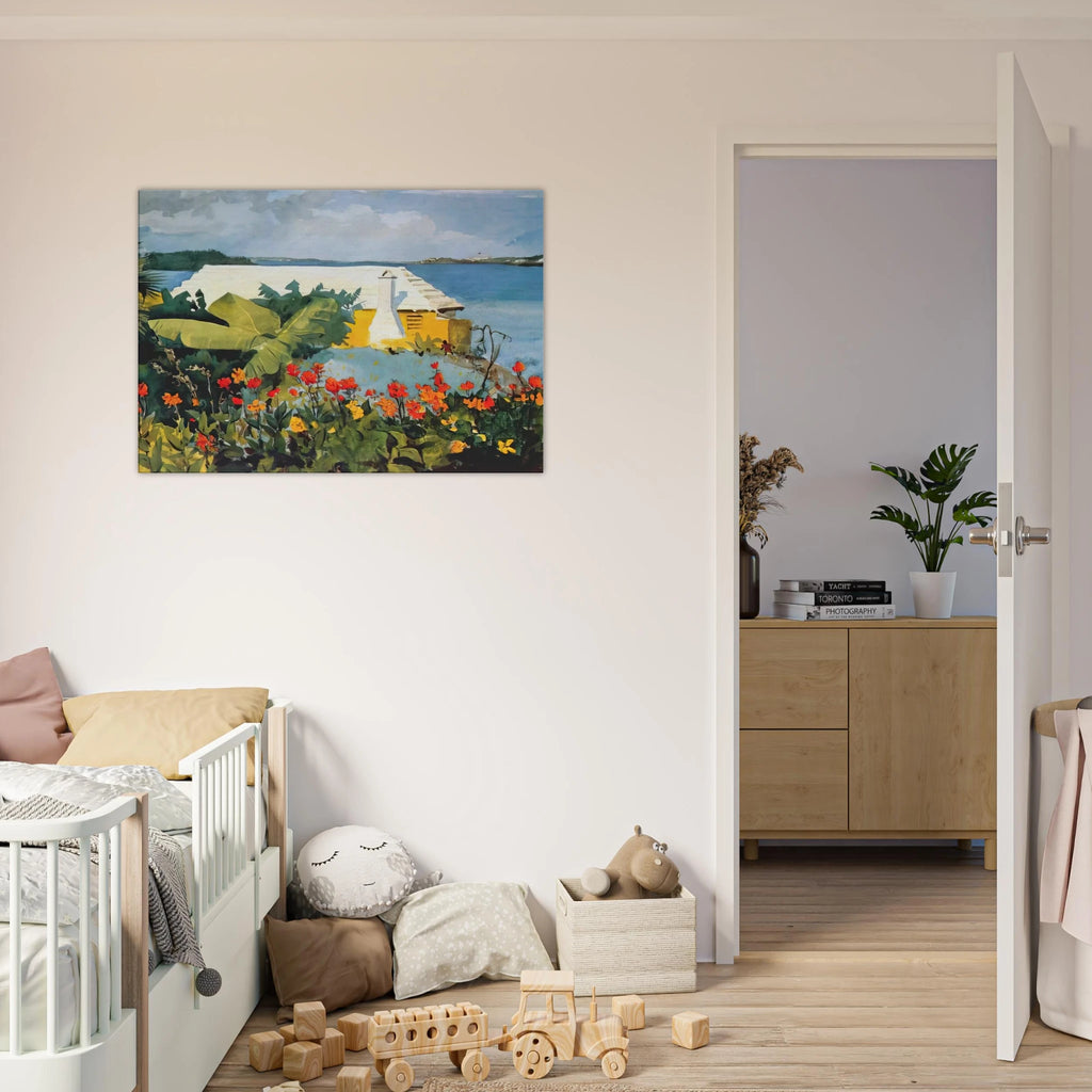 FLOWER GARDEN AND BUNGALOW BERMUDA Canvas | Winslow Homer Canvas | Winslow Homer Store