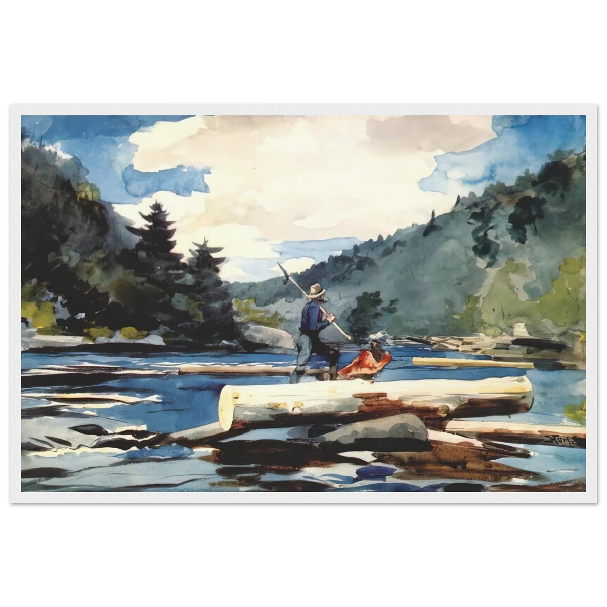 HUDSON RIVER LOGGING Framed Poster | Winslow Homer Framed Prints Wall Art | Winslow Homer Store