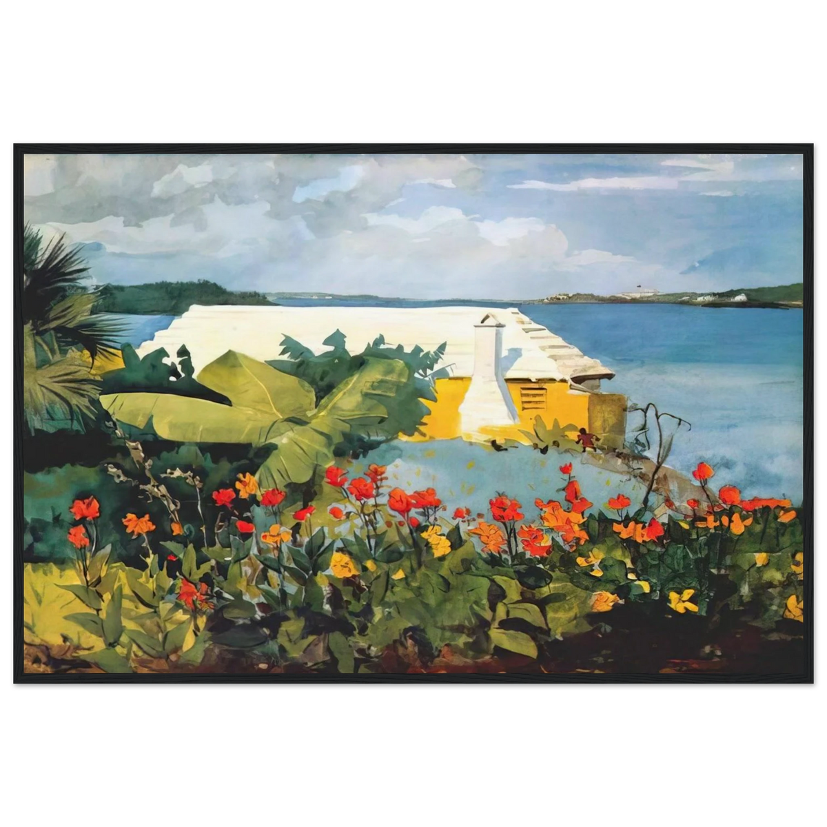 FLOWER GARDEN AND BUNGALOW BERMUDA Framed Poster | Winslow Homer Framed Prints Wall Art | Winslow Homer Store