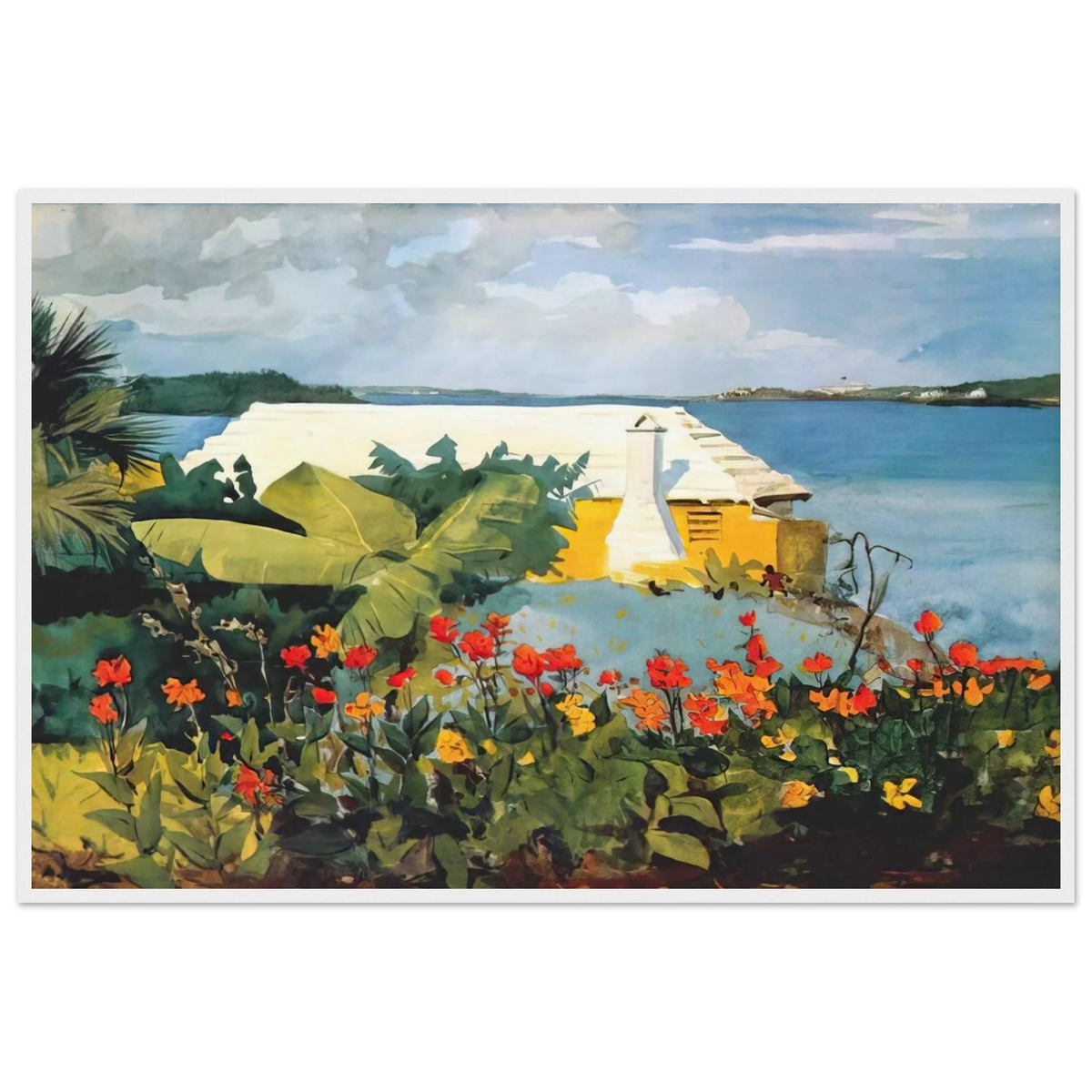 FLOWER GARDEN AND BUNGALOW BERMUDA Framed Poster | Winslow Homer Framed Prints Wall Art | Winslow Homer Store
