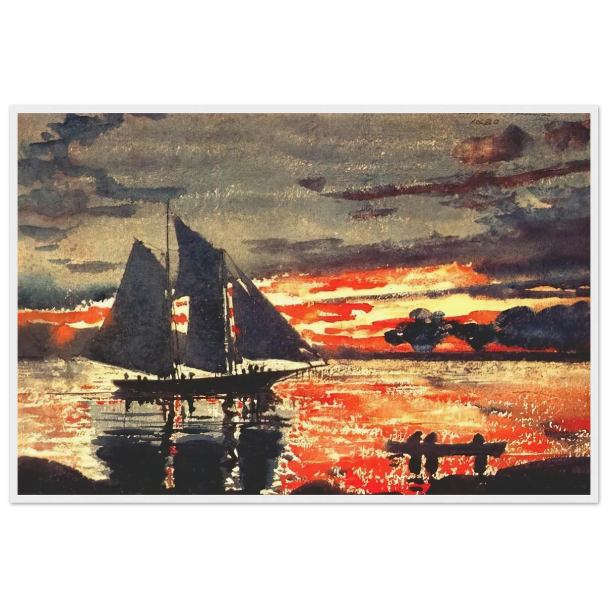 SUNSET FIRES Framed Poster | Winslow Homer Framed Prints Wall Art | Winslow Homer Store