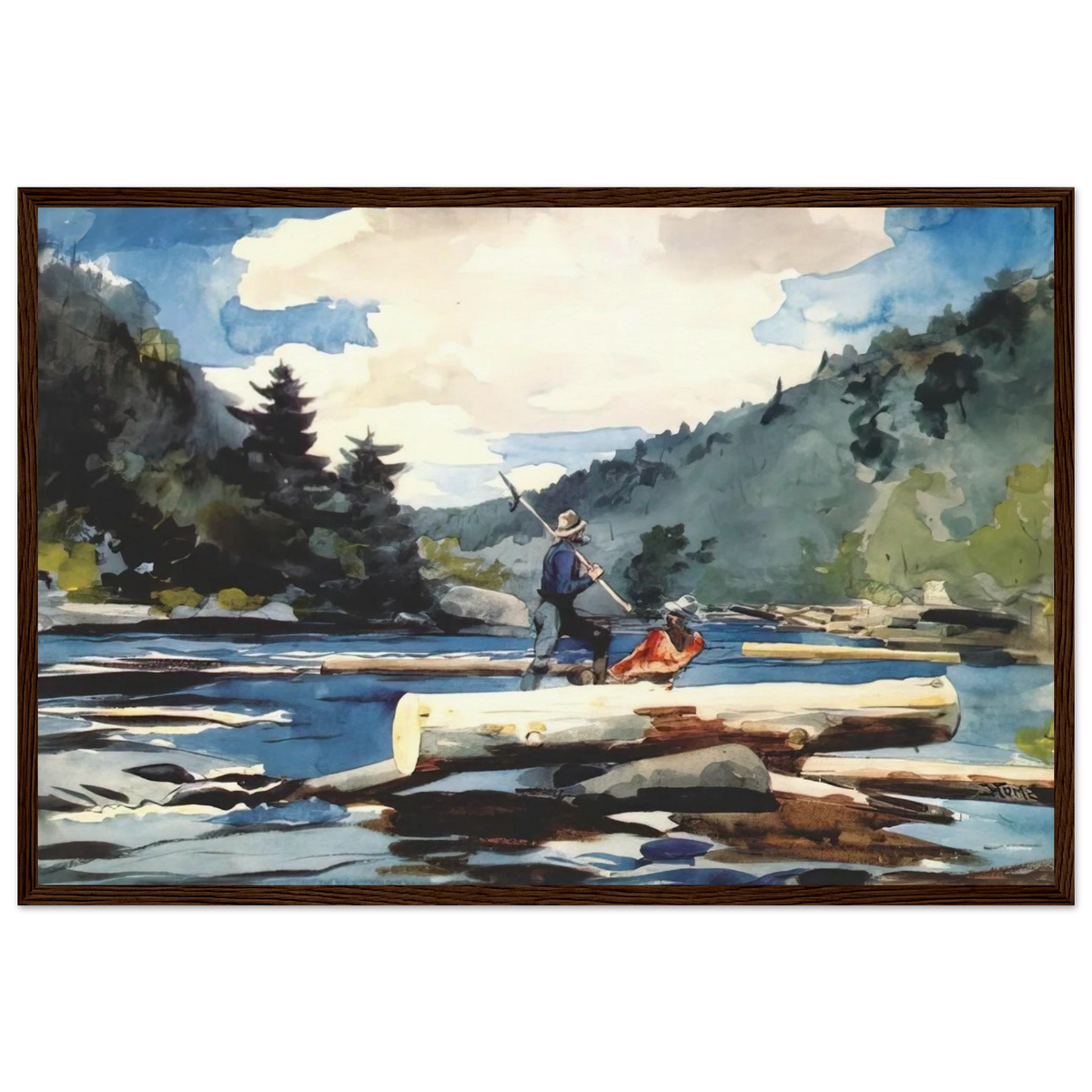 HUDSON RIVER LOGGING Framed Poster | Winslow Homer Framed Prints Wall Art | Winslow Homer Store