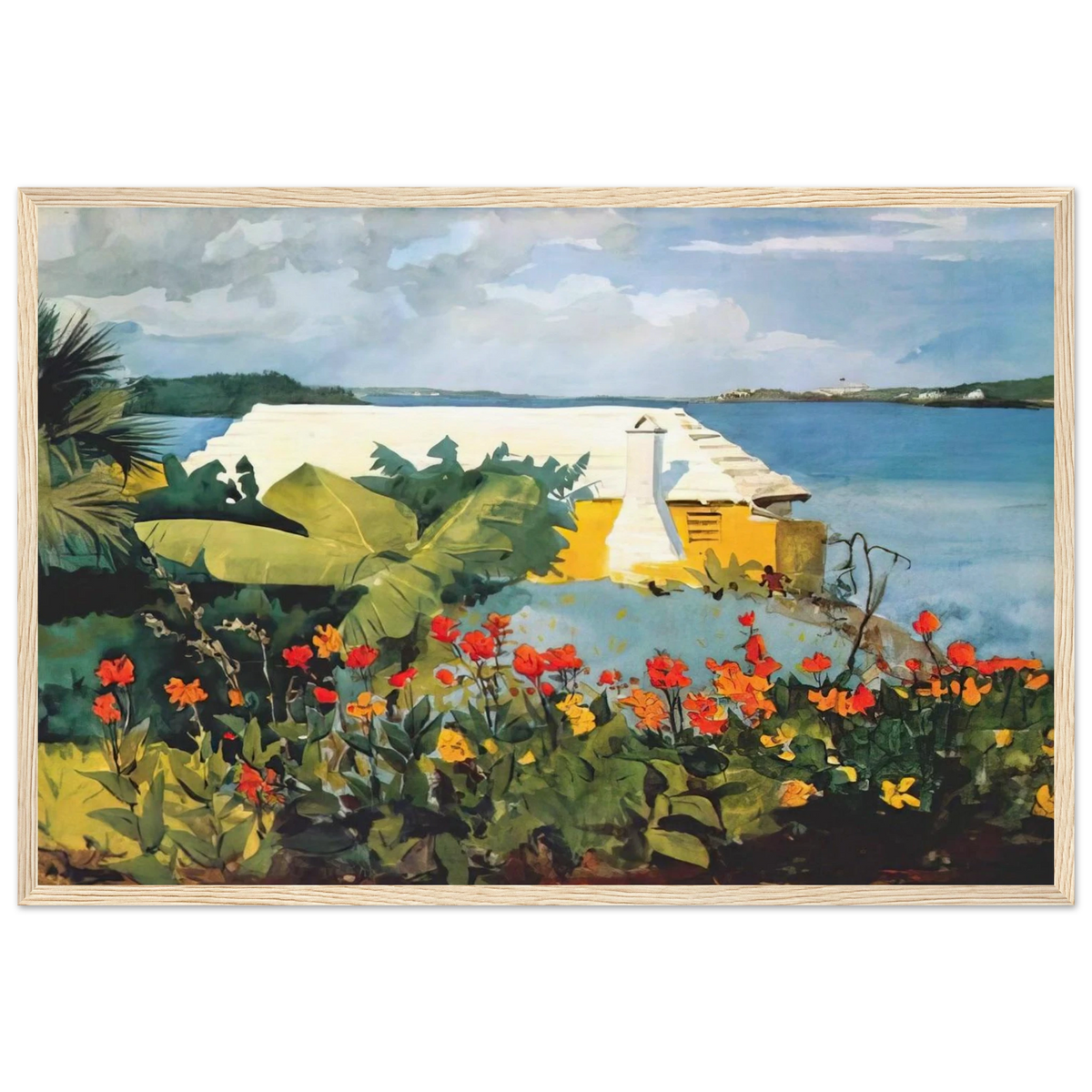 FLOWER GARDEN AND BUNGALOW BERMUDA Framed Poster | Winslow Homer Framed Prints Wall Art | Winslow Homer Store
