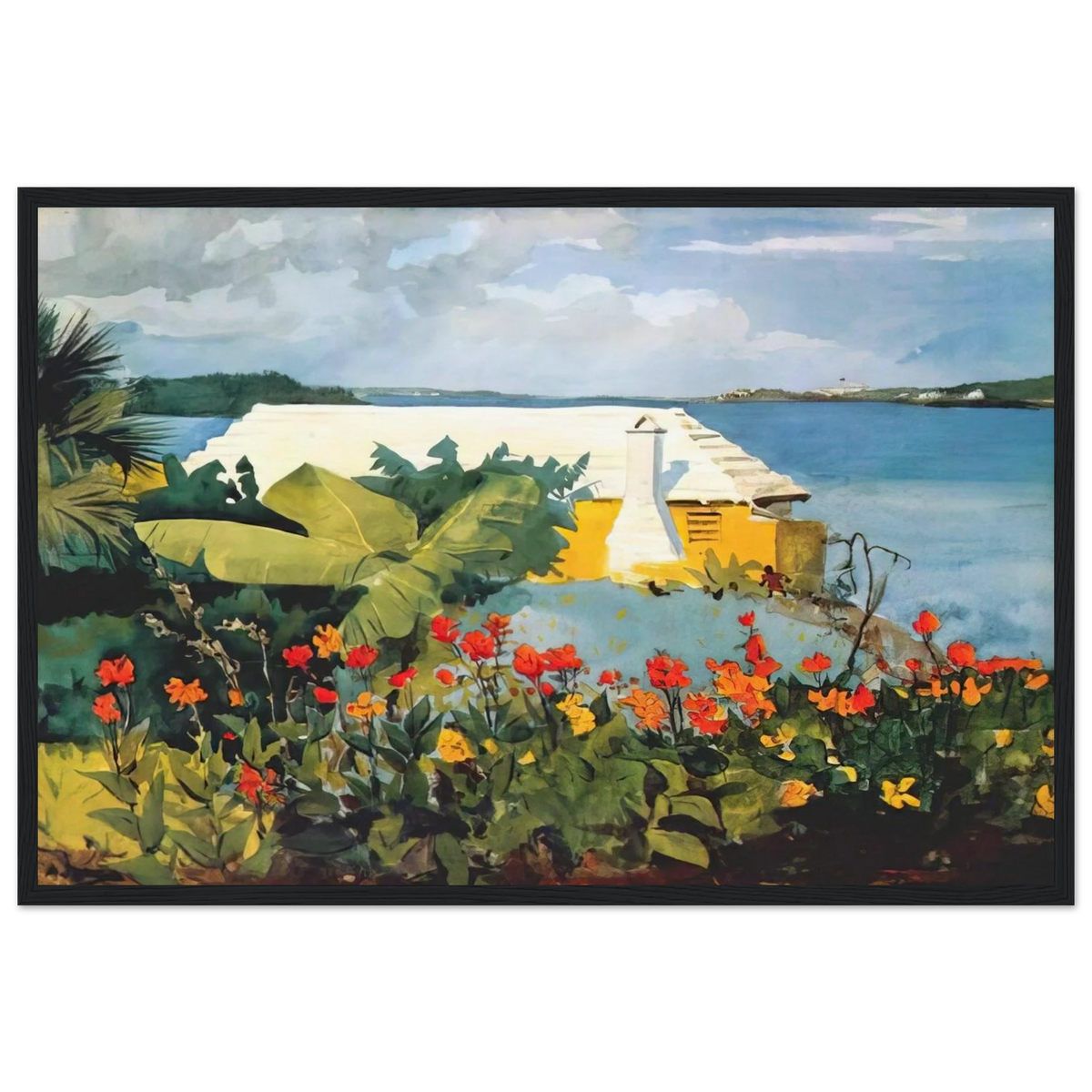 FLOWER GARDEN AND BUNGALOW BERMUDA Framed Poster | Winslow Homer Framed Prints Wall Art | Winslow Homer Store