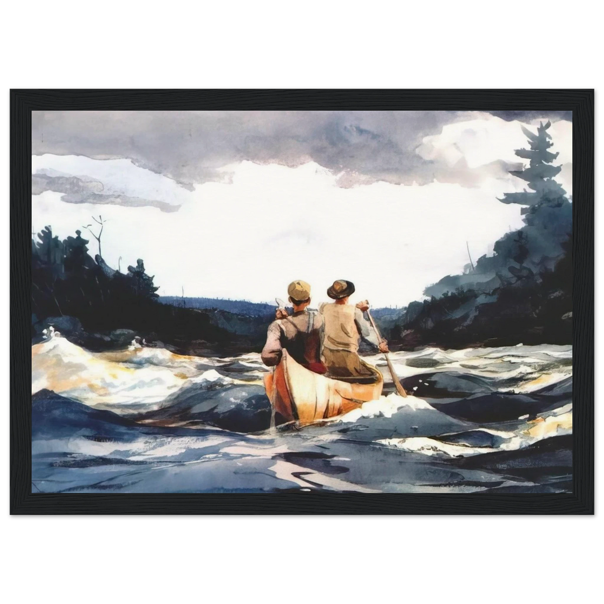 CANOE IN THE RAPIDS Framed Poster | Winslow Homer Framed Prints Wall Art | Winslow Homer Store