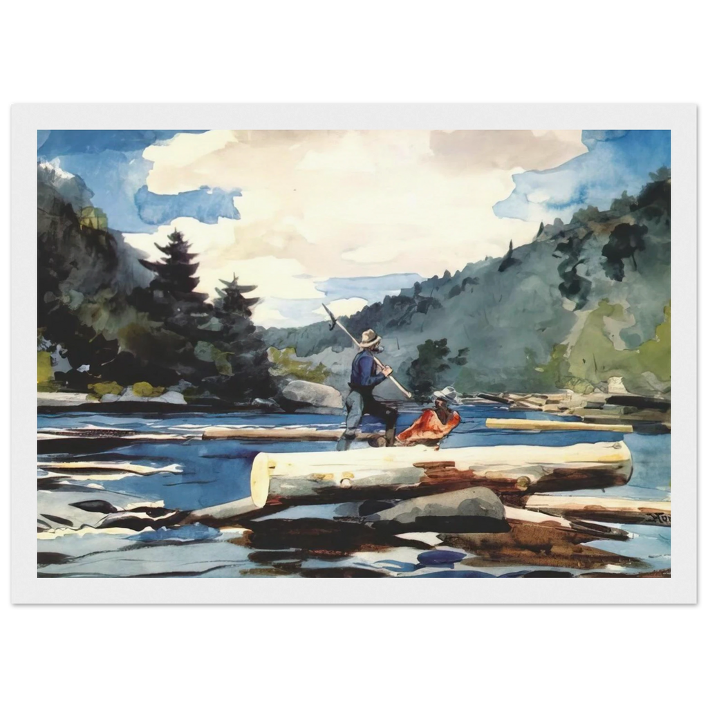 HUDSON RIVER LOGGING Framed Poster | Winslow Homer Framed Prints Wall Art | Winslow Homer Store