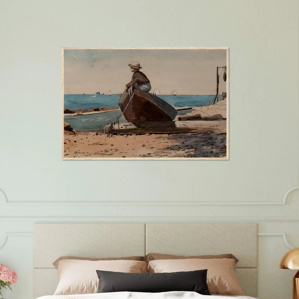 WAITING FOR DAD Framed Poster | Winslow Homer Framed Prints Wall Art | Winslow Homer Store