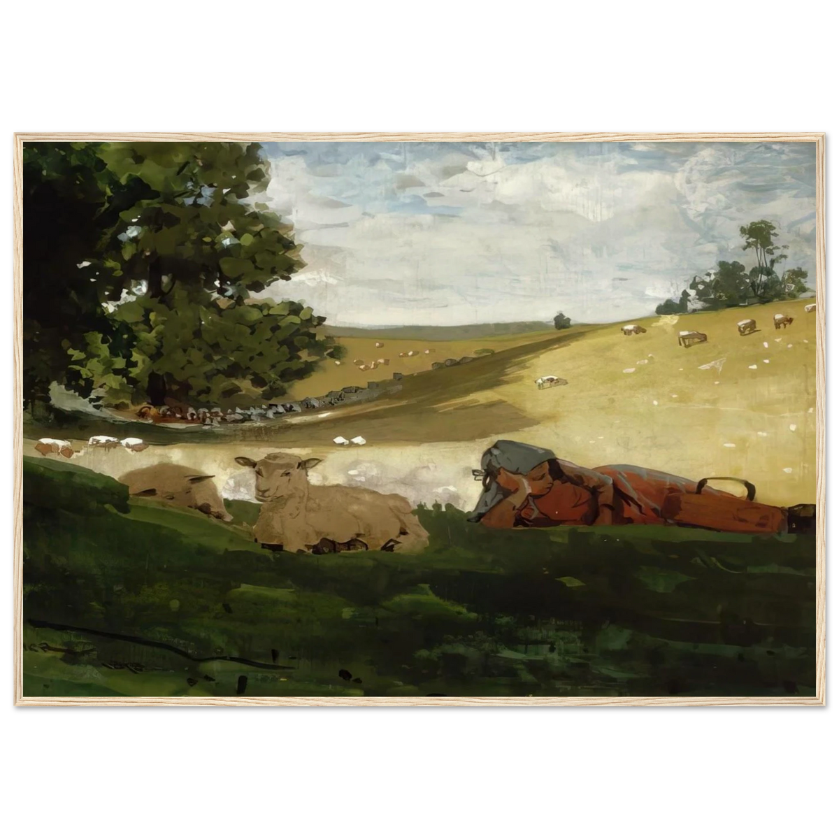 WARM AFTERNOON SHEPHERDESS Framed Poster | Winslow Homer Framed Prints Wall Art | Winslow Homer Store