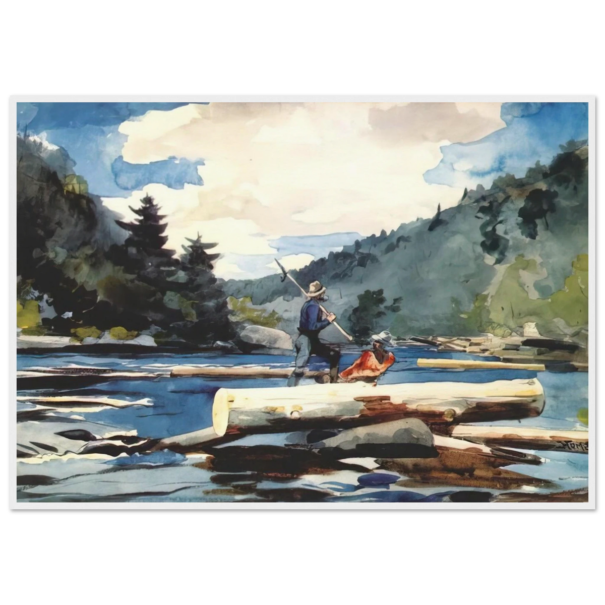 HUDSON RIVER LOGGING Framed Poster | Winslow Homer Framed Prints Wall Art | Winslow Homer Store